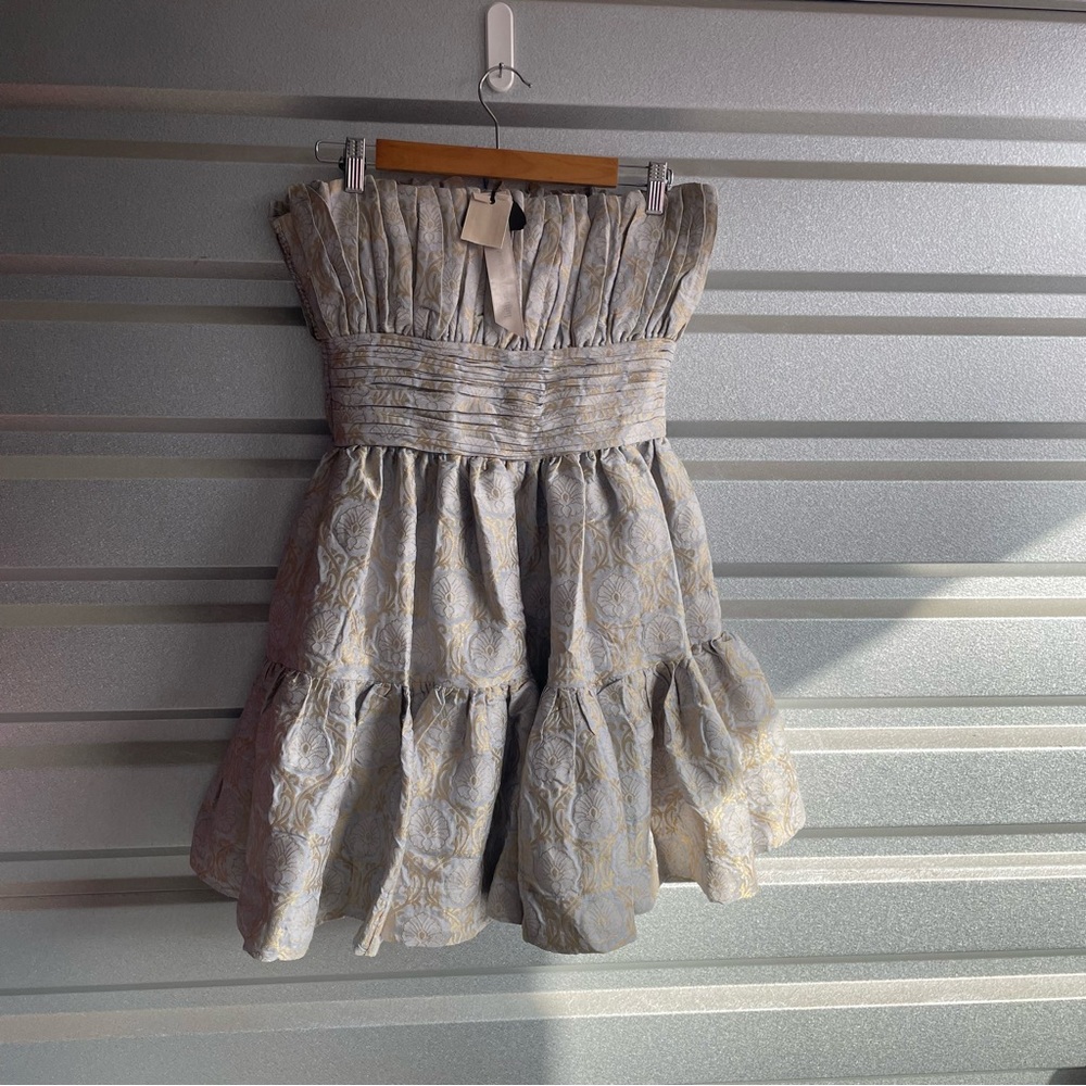 BYTIMO NWT Floral Brocade A-line Dress In Light Blue - Picture 2 of 9